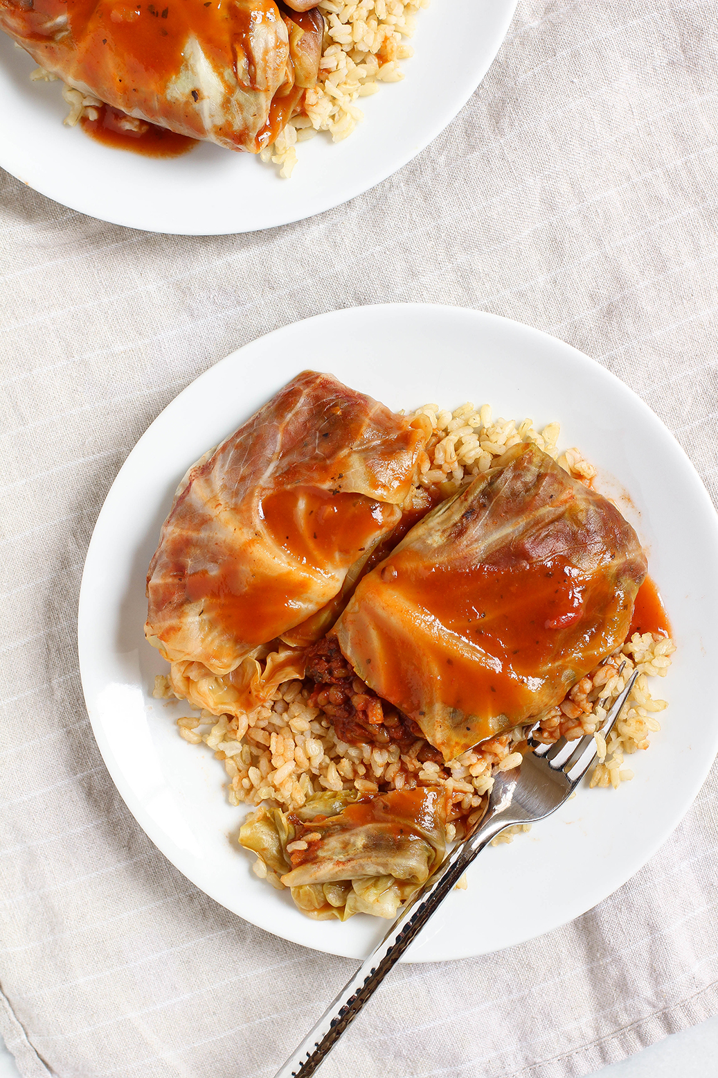 Vegan lentil bolognese stuffed cabbage rolls | The Mostly Vegan