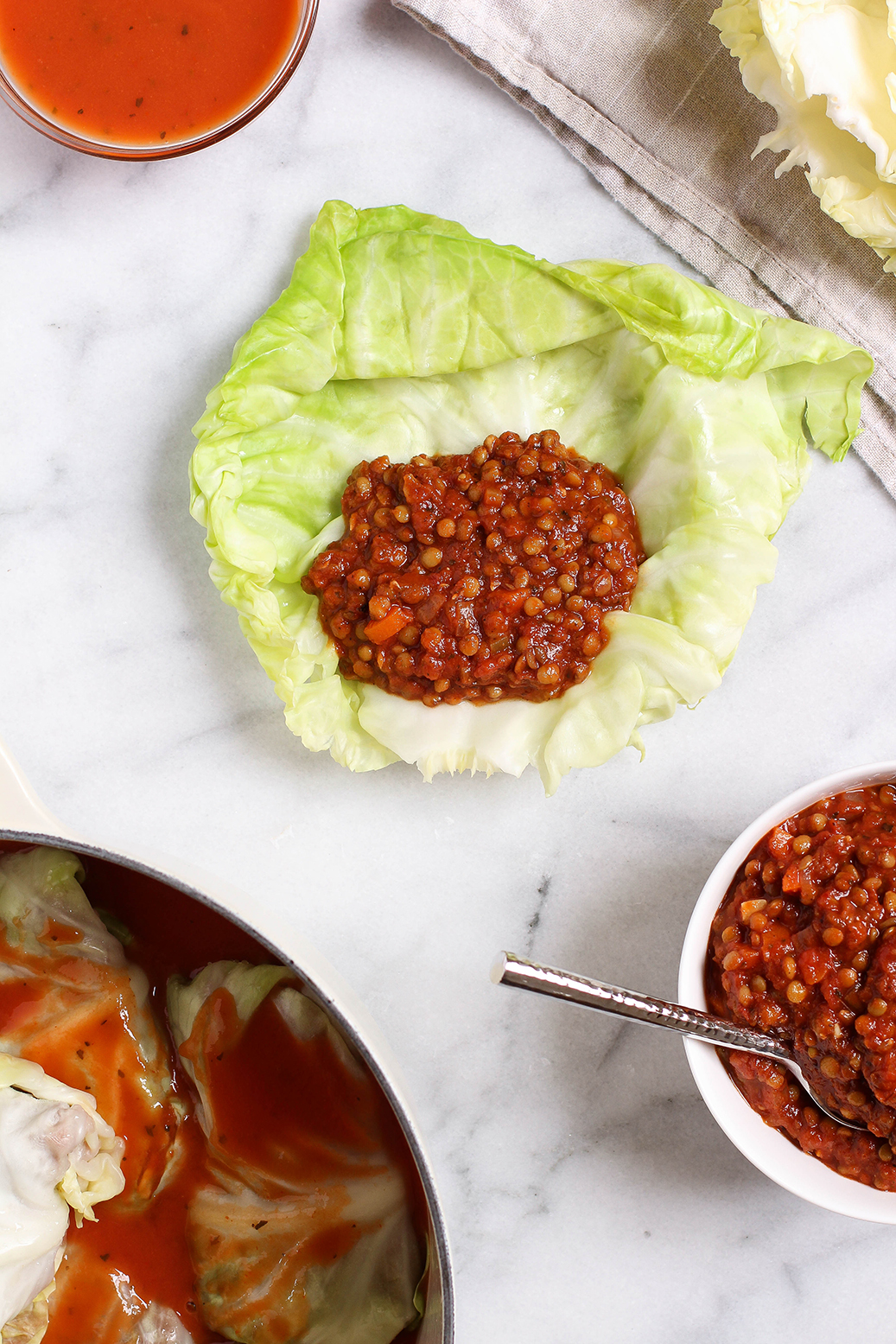 Vegan lentil bolognese stuffed cabbage rolls | The Mostly Vegan