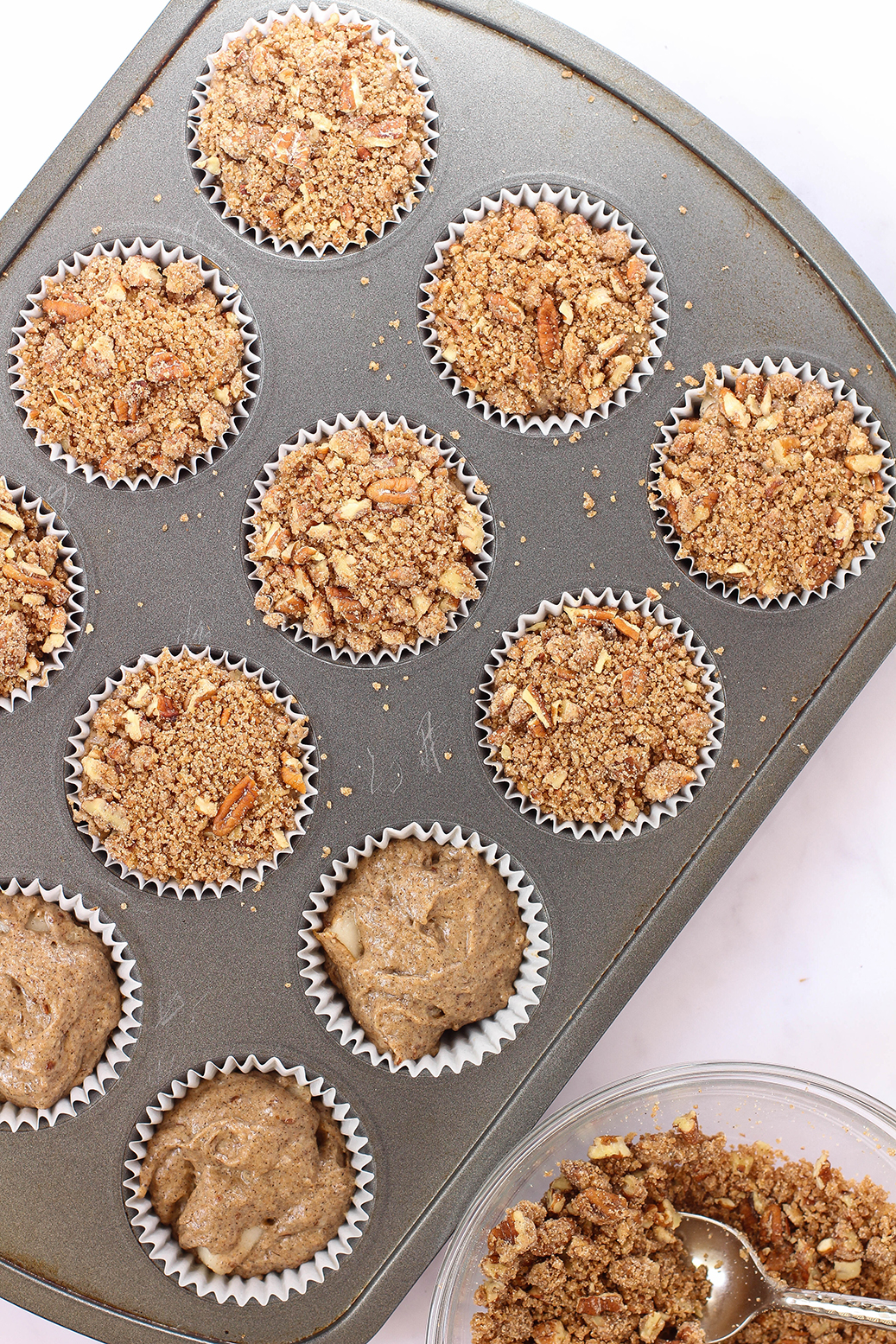 Vegan Cinnamon Pear Buckwheat Muffins with Pecan Streusel