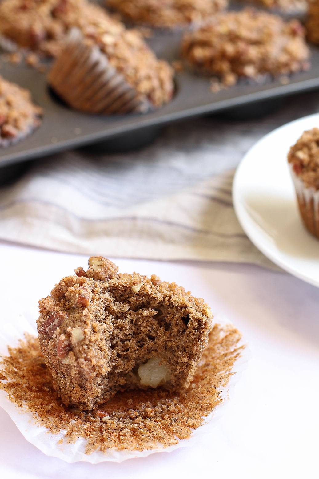 Vegan Cinnamon Pear Buckwheat Muffins with Pecan Streusel