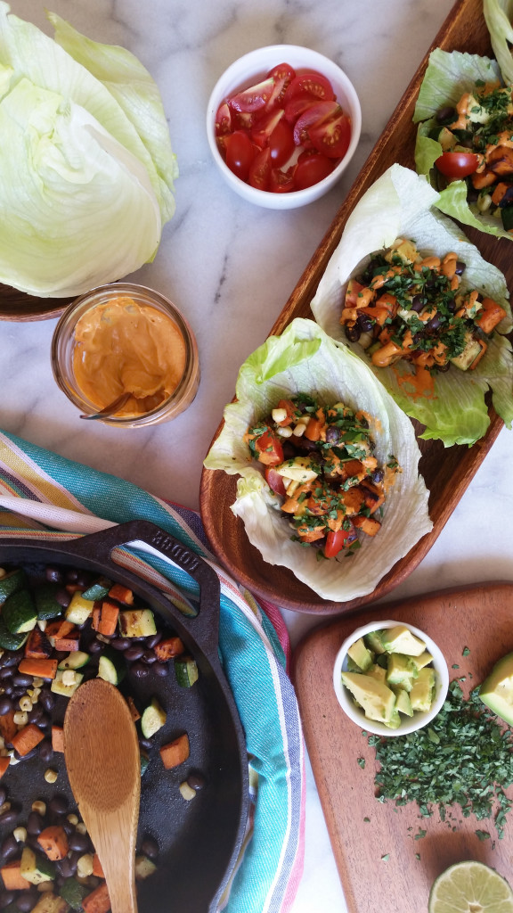 Black Bean Lettuce Wraps with Chipotle Cashew Crema