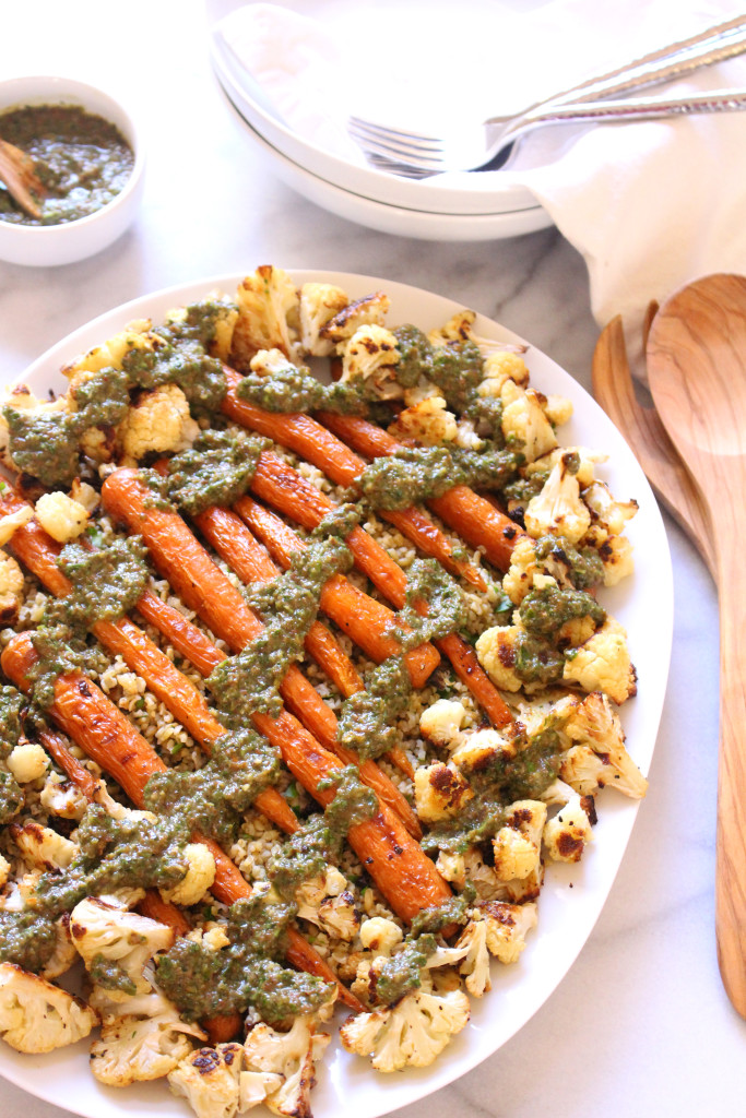 Roasted Vegetables with Raisin-Caper Chimichurri