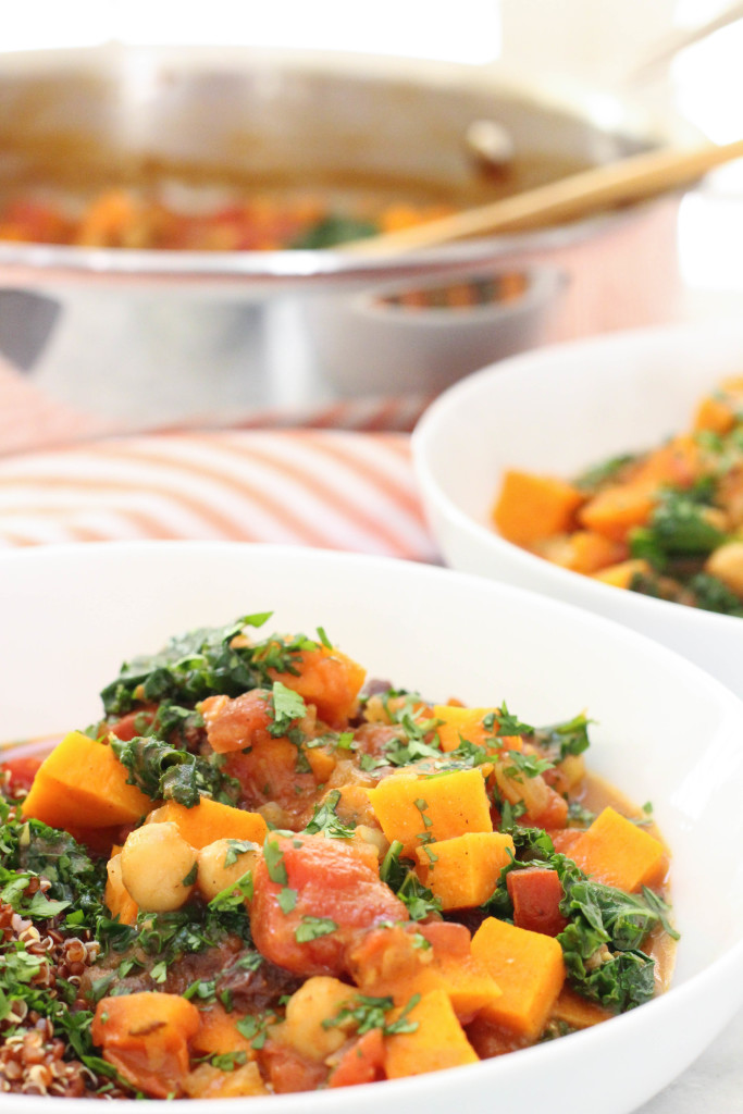 Curried Sweet Potato Stew - hearty vegan stew with garbanzo beans and coconut milk broth