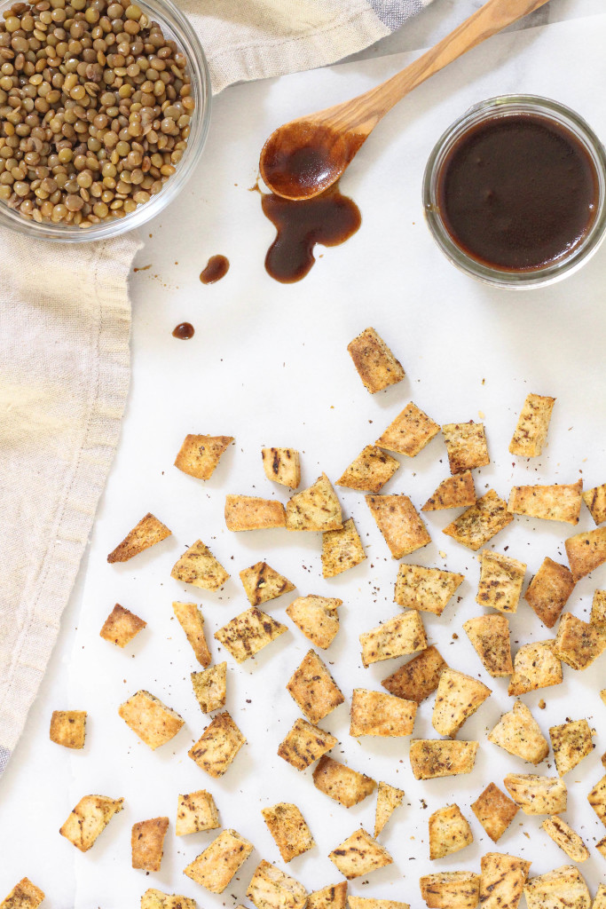 Vegan Lentil Fattoush Salad with maple Dijon vinaigrette