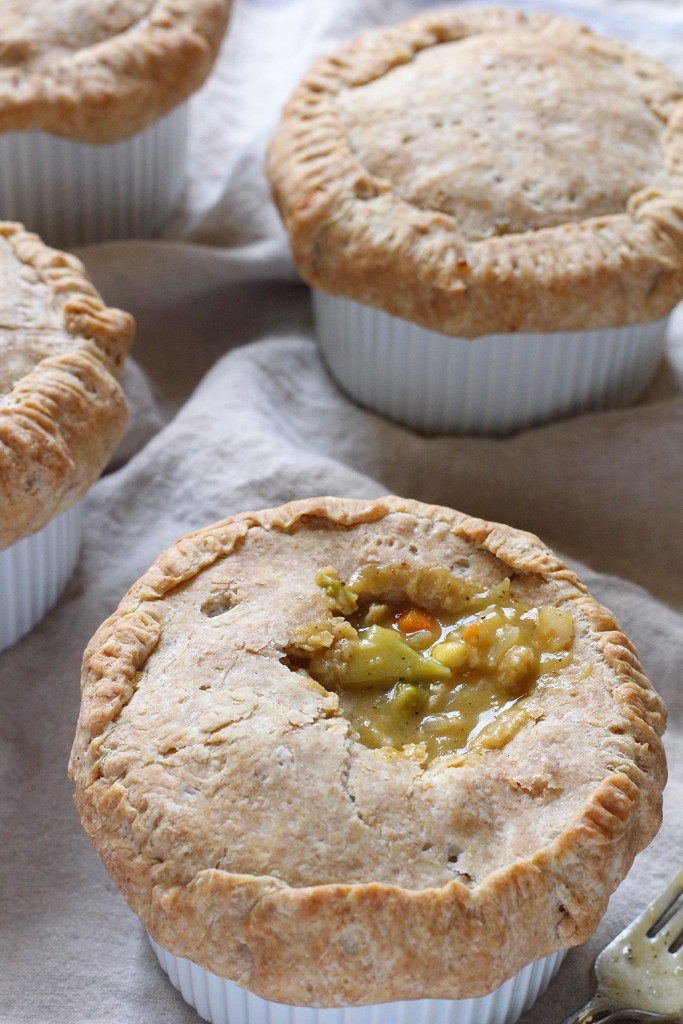 Veggie loaded vegan pot pies with a spelt coconut oil crust