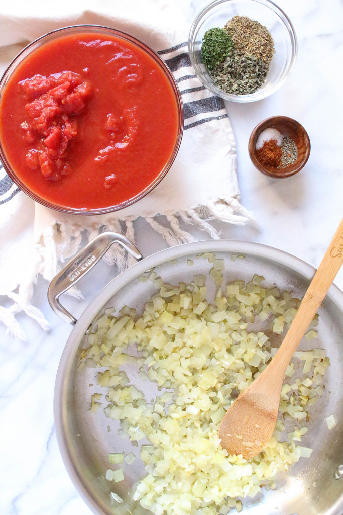 weeknight marinara with garlic oil breadcrumbs