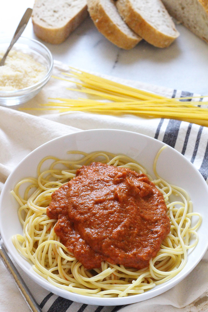 weeknight marinara with garlic oil breadcrumbs