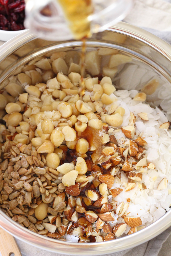 Coconut Oil Granola with macadamia nuts and pineapple