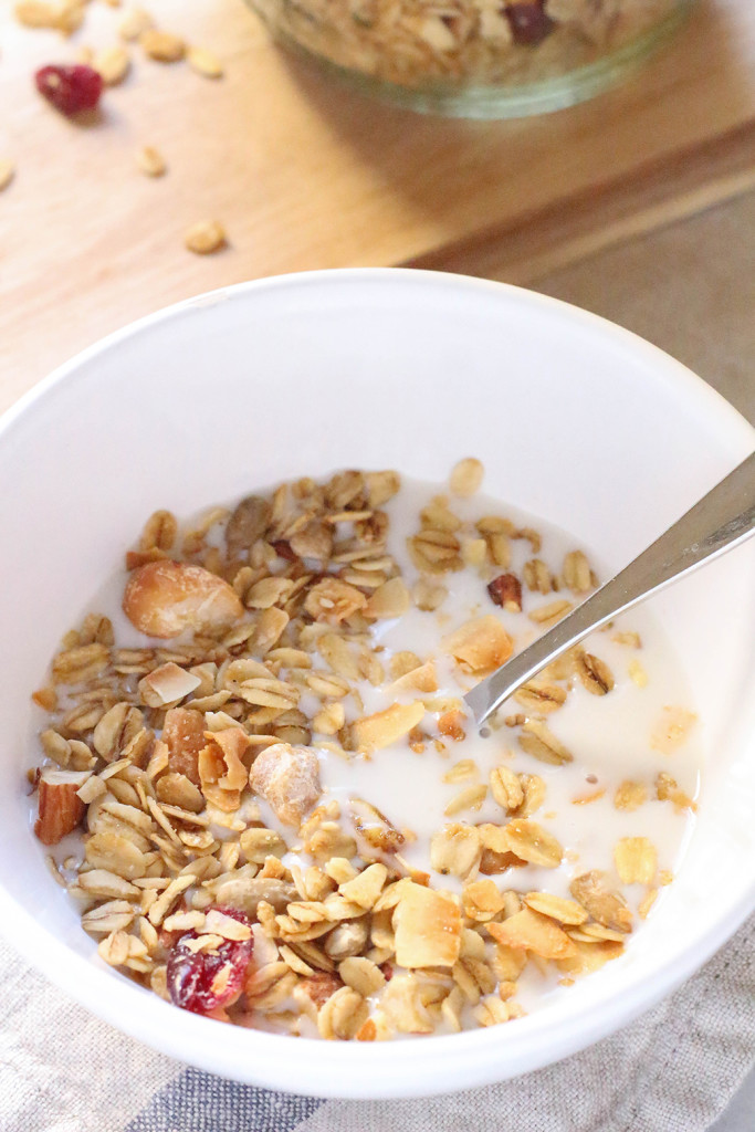 Coconut Oil Granola with macadamia nuts and pineapple