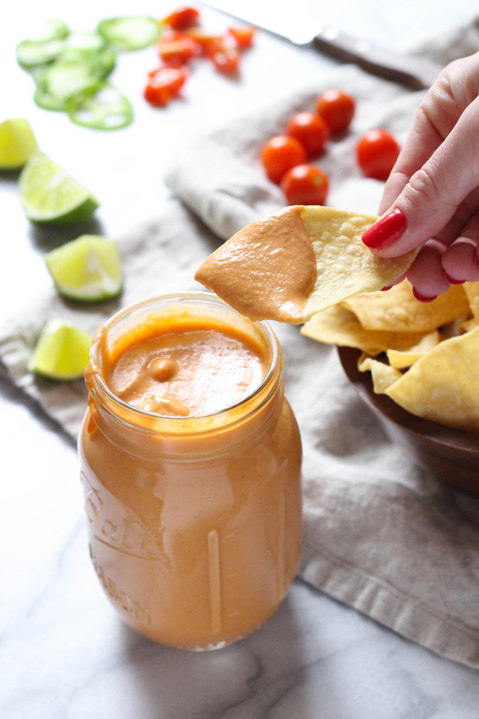 Vegan Game Day Nachos with chipotle queso