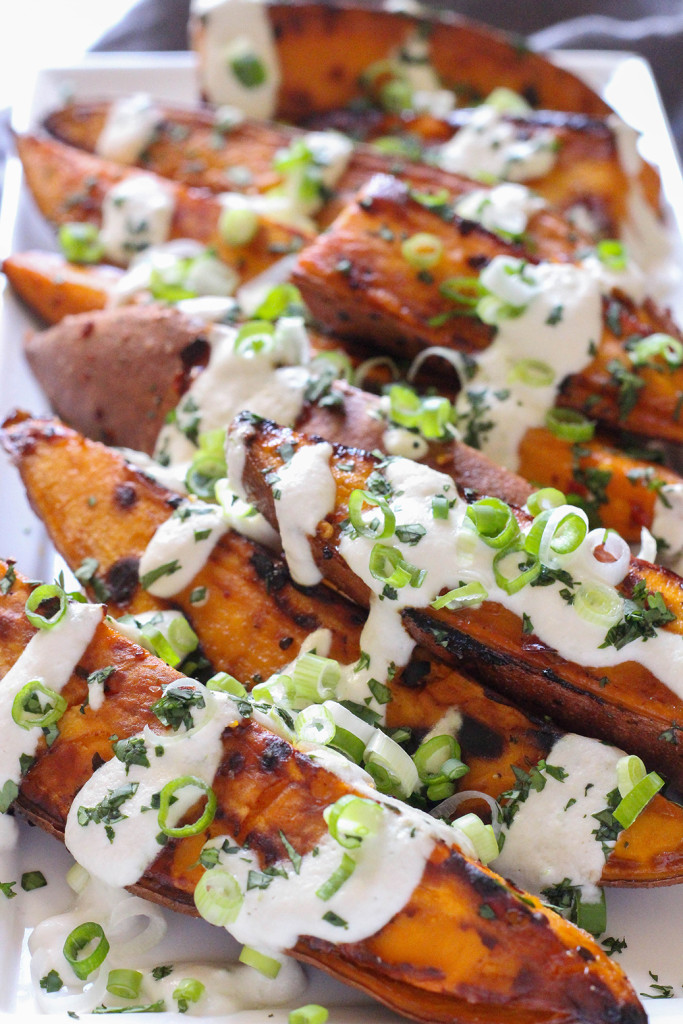 Roasted Yams with Vegan Lime Sunflower Seed Sauce