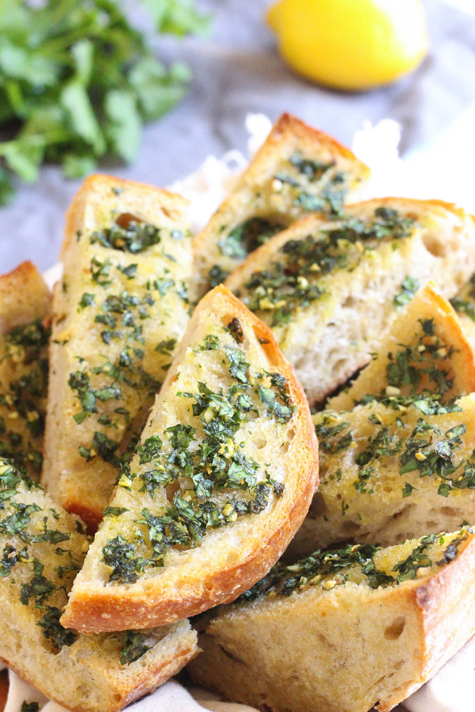 Gremolata Garlic Bread - a light and refreshing alternative to garlic bread that happens to be vegan.