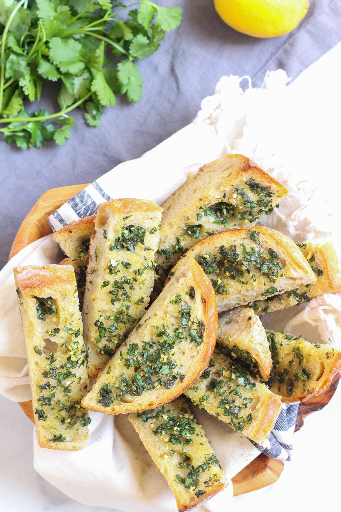 Gremolata Garlic Bread - a light and refreshing alternative to garlic bread that happens to be vegan.