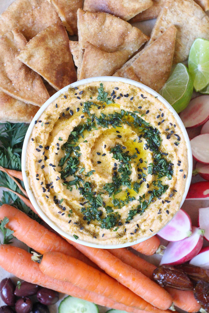 Harissa-spiced red lentil hummus