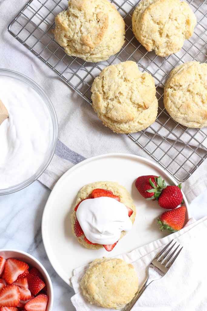Vegan strawberry shortcakes with coconut whipped cream