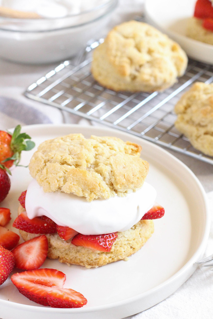 Vegan strawberry shortcakes with coconut whipped cream