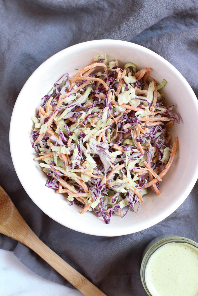 Barbecue tempeh burgers with creamy ranch slaw - perfect for summer cookouts