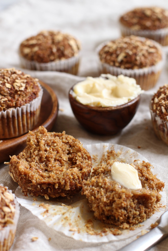 Perfect vegan bran muffins - made with wheat bran, brown sugar and coconut oil.