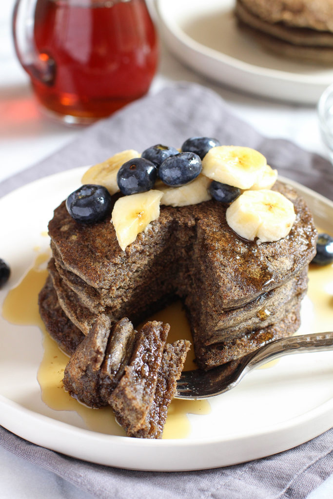 Vegan & gluten free buckwheat pancakes - so light and fluffy and full of nutty buckwheat flavor