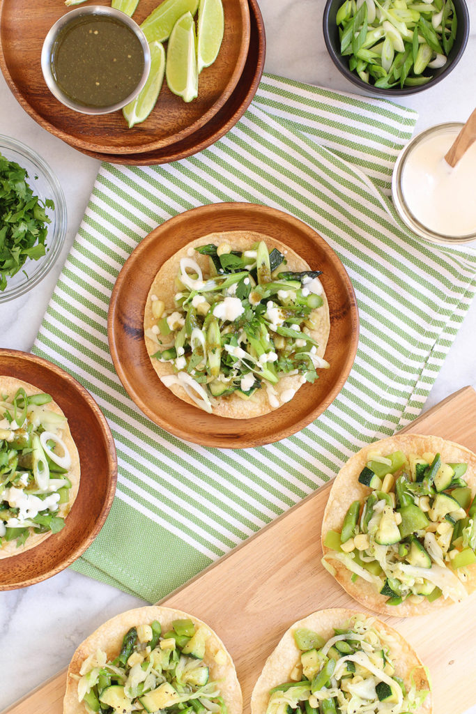 Green veggie tostadas - a quick & easy weeknight meal - vegan & gluten free