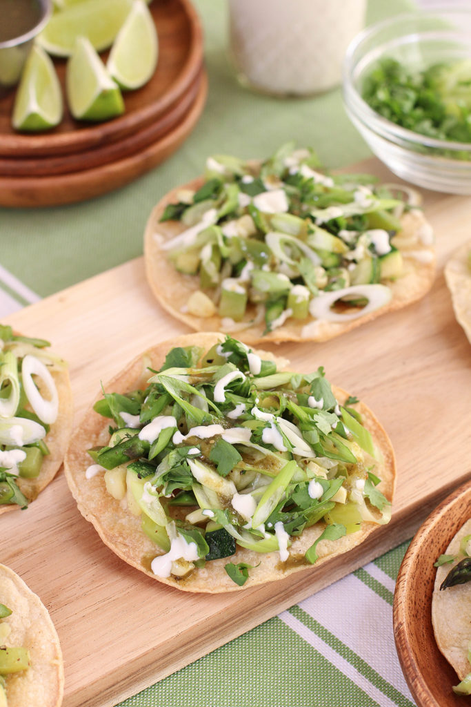 Green veggie tostadas - a quick & easy weeknight meal - vegan & gluten free