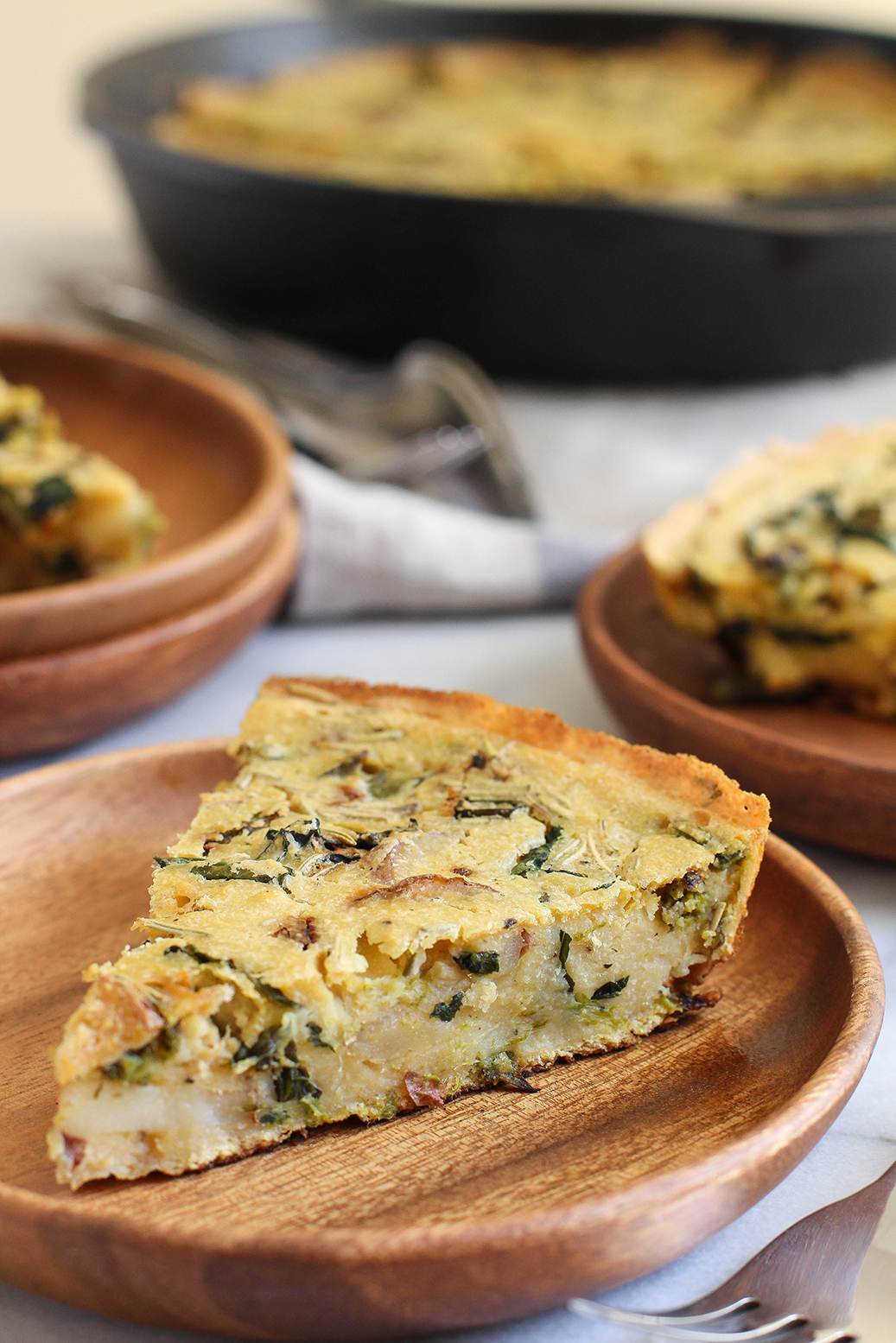 Vegan & gluten free - potato, asparagus & rosemary chickpea flour frittata