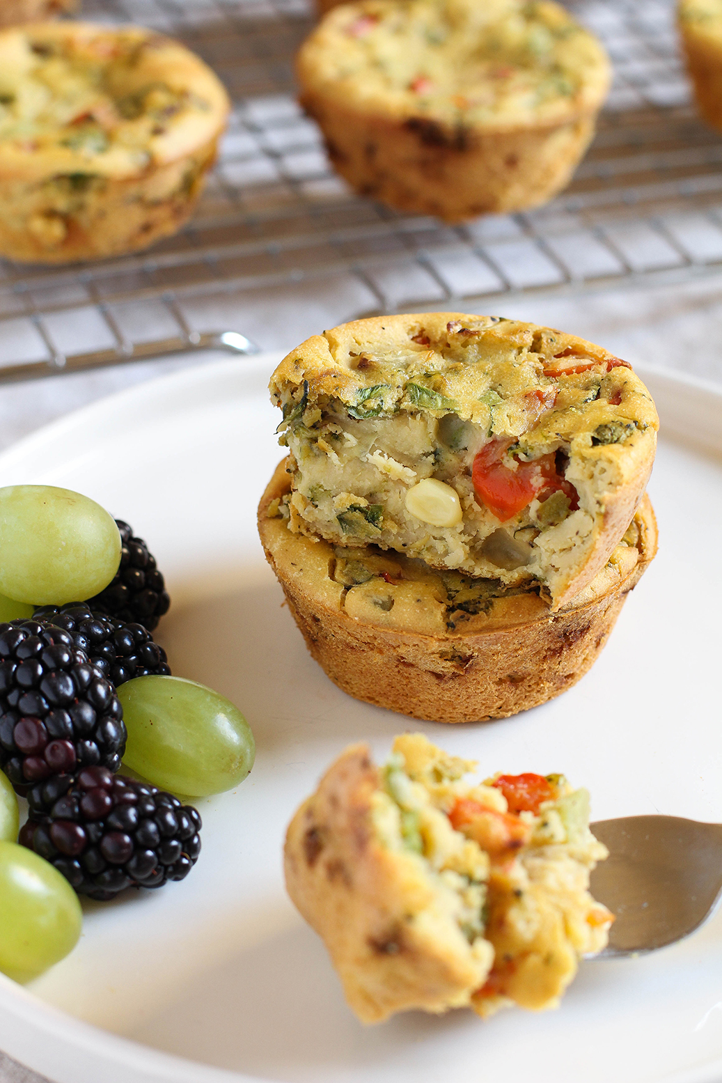 Chickpea Flour Mini Veggie Frittatas - the perfect vegan & gluten free make ahead breakfast for busy weekday mornings