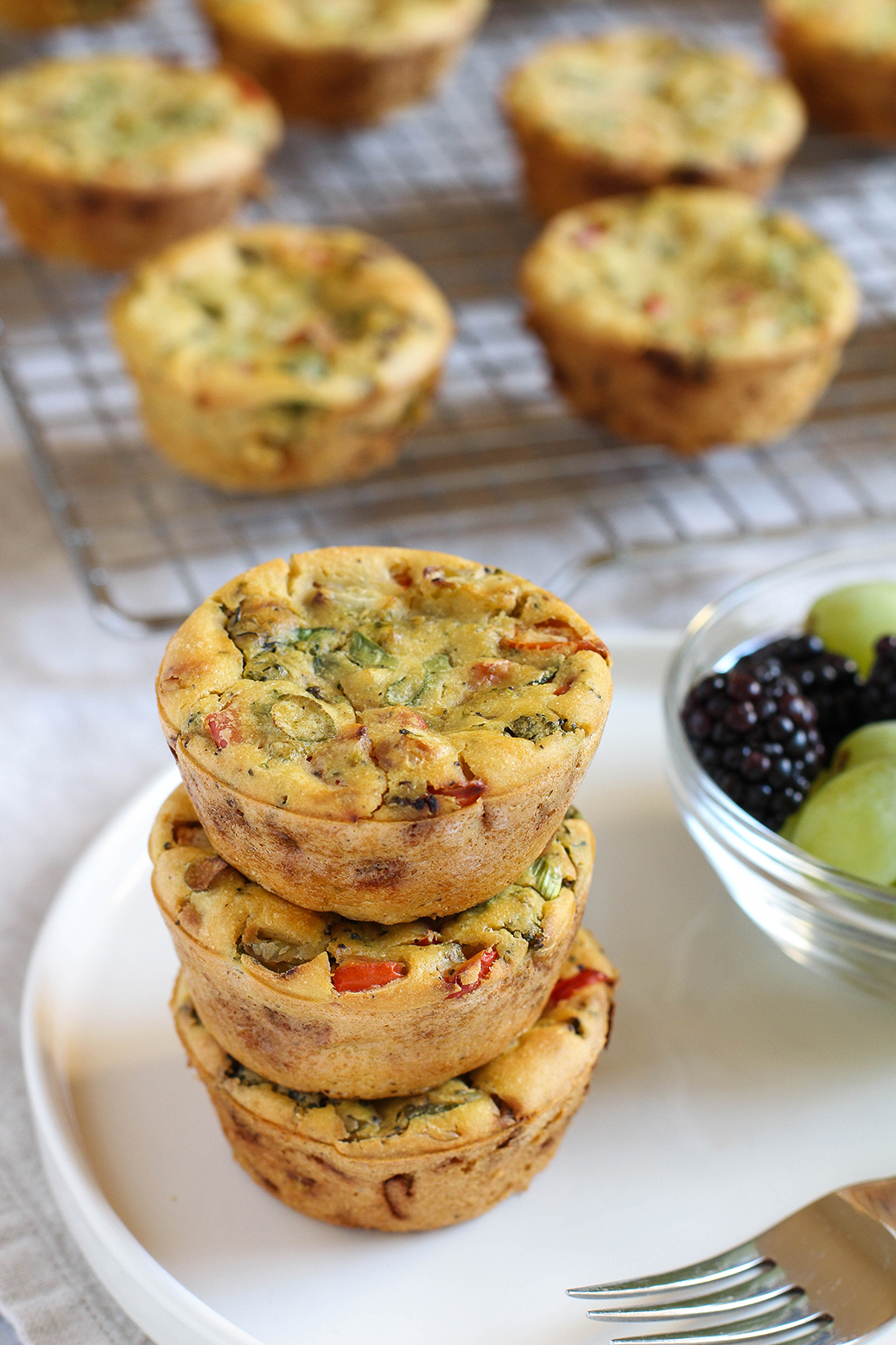 Chickpea Flour Mini Veggie Frittatas - the perfect vegan & gluten free make ahead breakfast for busy weekday mornings