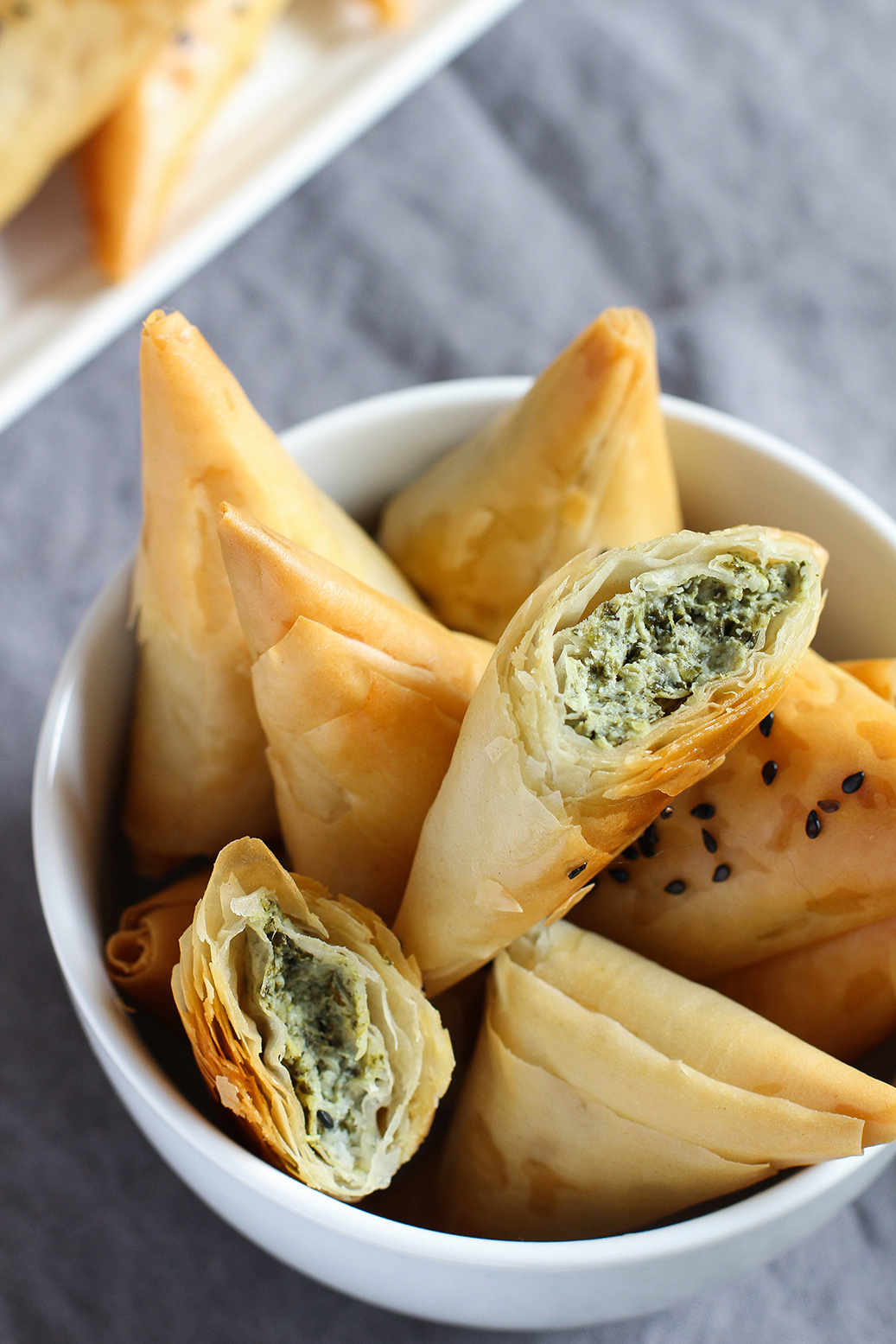 Vegan Spinach & Artichoke Stuffed Spanakopita Triangles