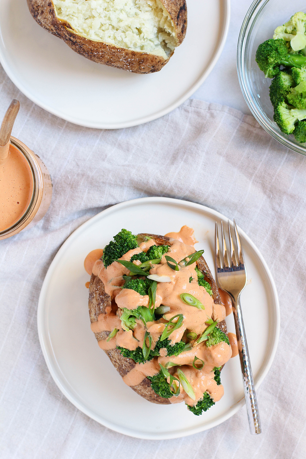 Vegan Broccoli Cheese Baked Potatoes