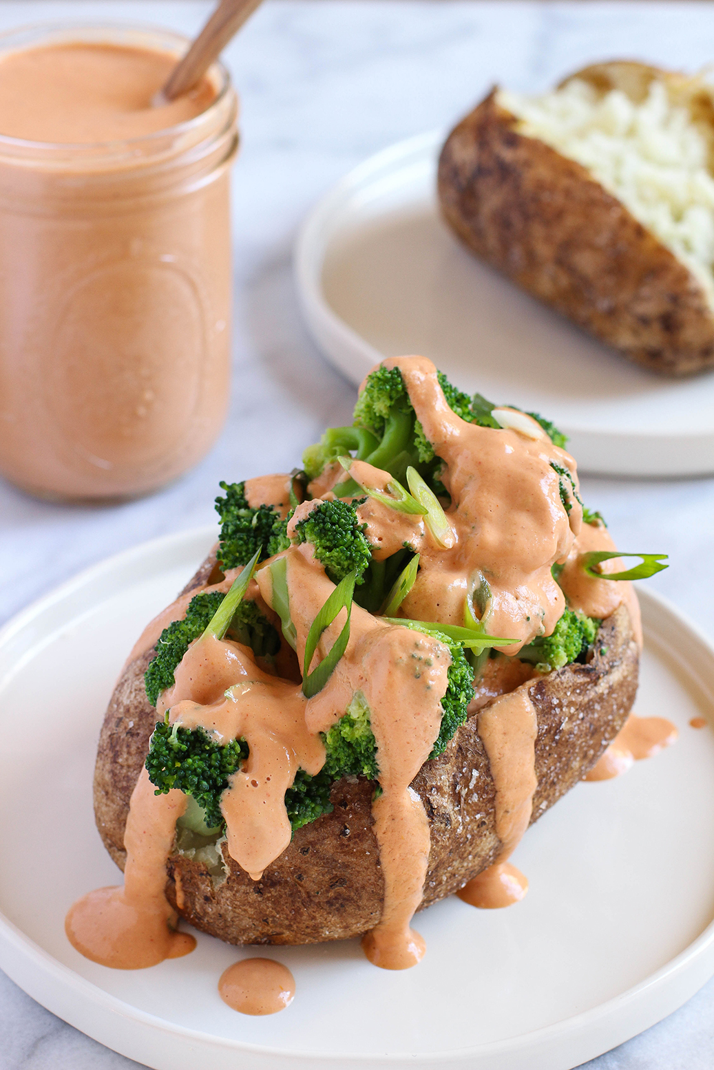 Vegan Broocoli Cheese Baked Potatoes