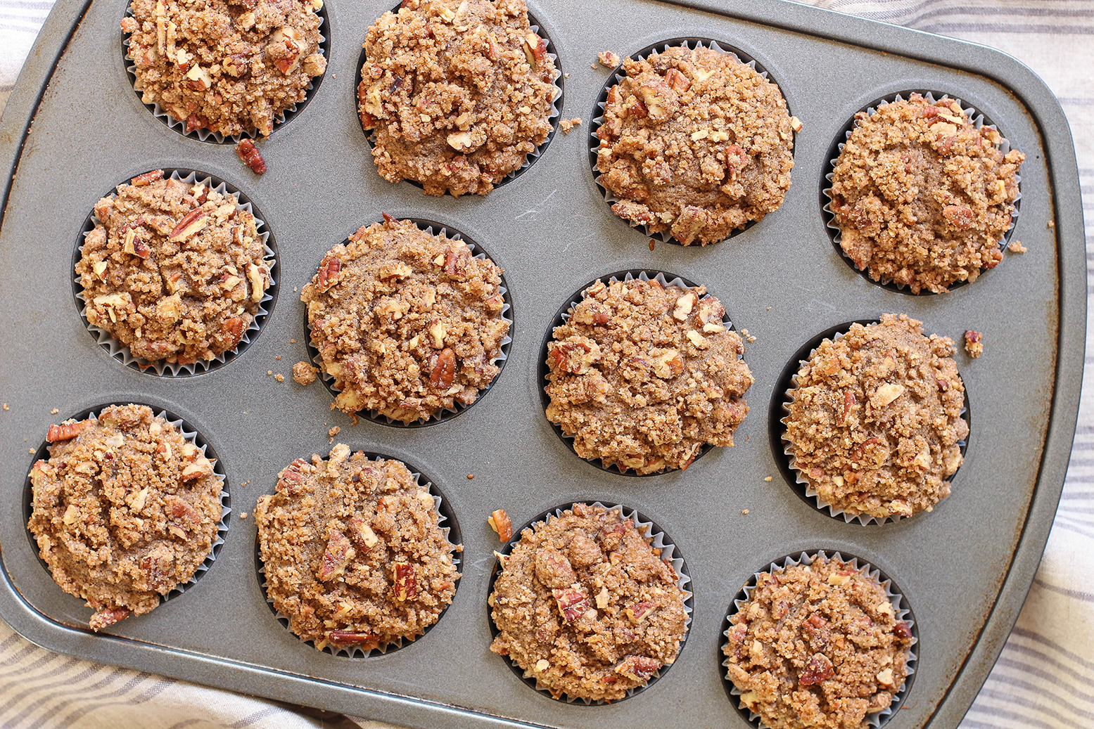 Vegan Cinnamon Pear Buckwheat Muffins with Pecan Streusel