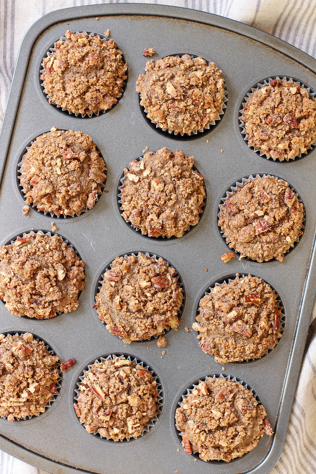 Vegan Cinnamon Pear Buckwheat Muffins with Pecan Streusel